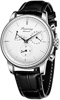 FORSINING Automatische Armbanduhr für Herren, Gangreserve, Datumsanzeige, modische mechanische Armbanduhr, 02-schwarz und weiß, Automatische Uhr, mechanisch, selbstaufziehend