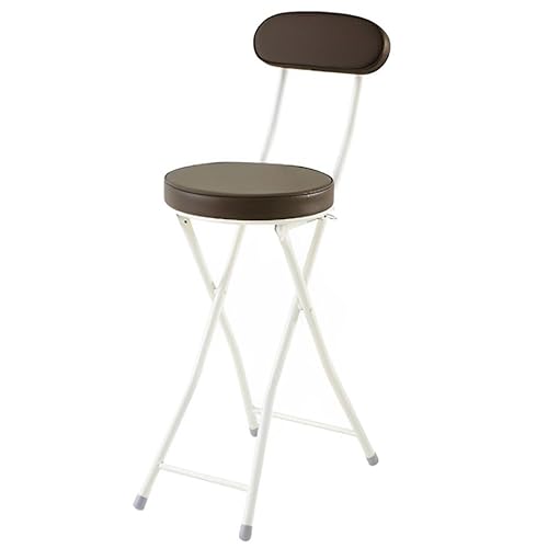 Yeziner カウンターチェア 折り畳み ハイチェア パイプ椅子 折りたたみ 座面高60cm 完成品 組み立て不要 背もたれ バーチェア クッション座面 玄関 朝食 料理椅子 (ブラウン)