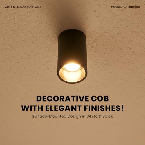 Image of Havells Crysta Deco Surf Cob 12W 3K Gold B,Led-Spotlights,Energy Efficient,Long Life of 25000 Burning Hours,Beam Angle of 36,Metal Body Cob with Integrated Driver,Warm White (3000K)
