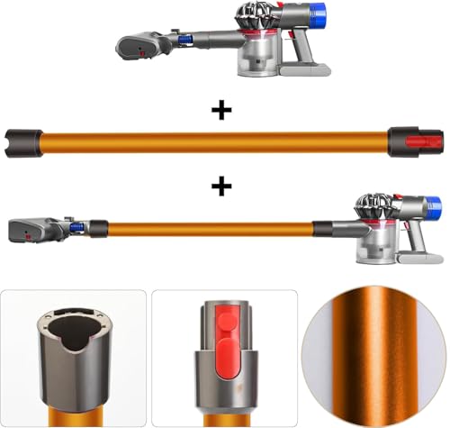 Schnellspannstab, kompatibel mit Dyson V15, V11, V10, V8, V7, Staubsauger-Verlängerungsstange, Verlängerungsrohr, 73 cm, Orange