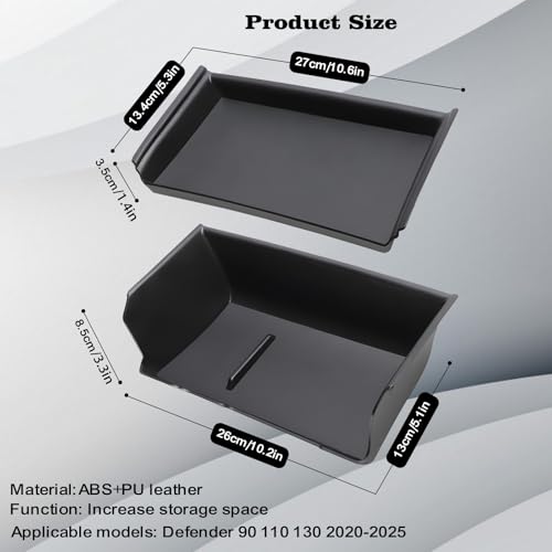 YEVEDUO for Land Rover Defender 90 110 Accessories 2020-2024 Center Console Organizer Tray Storage Box Upper and Lower 2 Layer with Non-Slip Mat by YEVEDUO - Image 7
