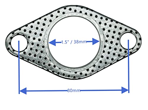 Image of 2 PCS 1-1 /2 inch 2-Bolt Exhaust Flange Gasket Turbo /Manifold /Header Down /Dump Pipe Flange, High Temperature Graphite for Headers, Catback, Axleback, MLSG High Temp Exhaust Gasket 38mm