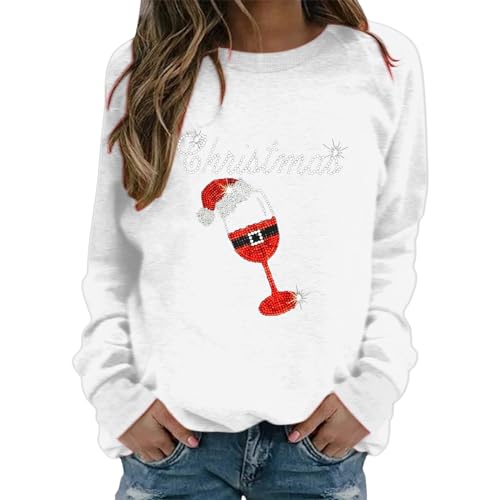 Sweat Noël femme polaire col rond blanc grande taille XXL