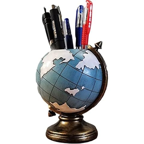 European Retro Ball Shape Pen Holder Fashion Desk Creative Small Ornaments and Desk Organiser Living Room Multifunctional Storage Box Student Gift Decoration Cover