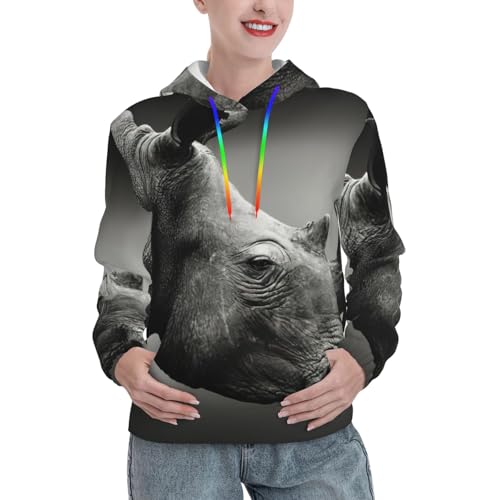 Sweat à capuche rhinocéros chaud et confortable pour femme contre le froid