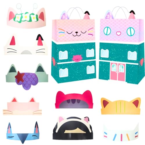 Cat Dollhouse Birthday Party Favors- 18 Favors Bags and 18 Paper ...