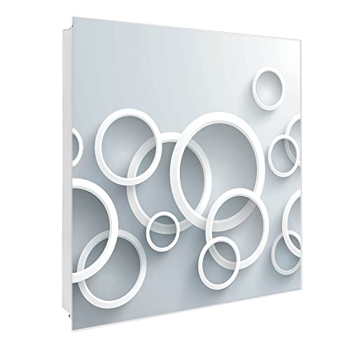 banjado Großer Schlüsselkasten Glas - Schlüsselbox 30x30cm mit 50 Haken...