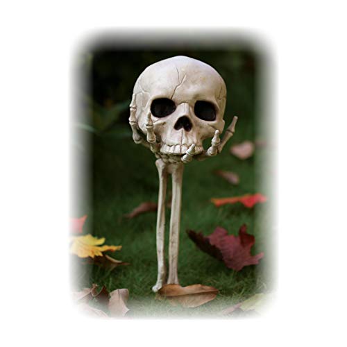 Crazy Bonez Skull in Hand Lawn Stake Decoration