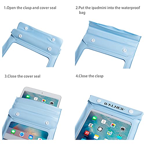 Image of Walnew Universal Waterproof eReader Protective Case Cover for Amazon Kindle Oasis Kindle Paperwhite Kindle 4 Kindle Keyboard Kindle Touch Kindle Fire Sony eBook Reader Wi-Fi Kobo Touch Kobo Wi Fi Nook Simple Touch iPad Mini and more Lightblue