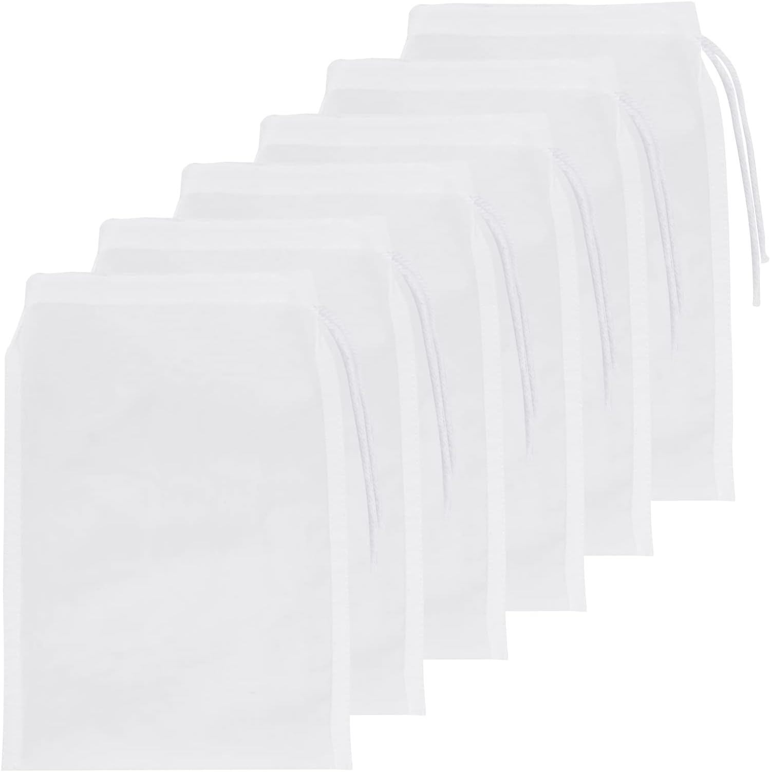Molain Aquarium Filter Bags, Fish Tank Media Mesh Filter Bag High Flow Fine Mesh Net with Plastic Zipper for Fish Tank Bio Balls, Pelletized Carbon (9x5Inch) White 6Pcs