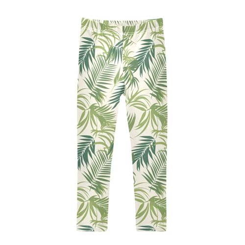 KLL Seamless Pattern Monkey Palm Tropical Hawaiian Little Girls Basic Leggings Casual Full Length Workout Pants Sports