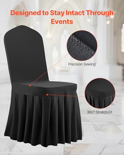 Image of VEVOR Chair Covers, Polyester Spandex Chair Cover, Stretch Slipcovers for Wedding Party Dining Banquet Flat-Front Chair Covers (Black-d, 30PCS)