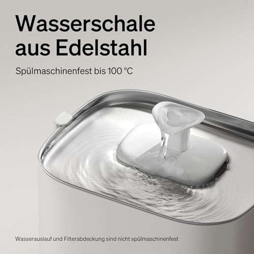PETLIBRO Upgrade Katzenbrunnen - Kabelloser Trinkbrunnen für Katze mit App-Überwachung, 3L/101oz Dockstream 2, Edelstahlablage, 5GHz WiFi… – Ansicht 5