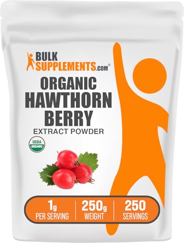 BulkSupplements.com Organic Hawthorn Berry Extract Powder - Hawthorn Berry Supplement - Herbal & Gluten Free 1g per Serving 250g (8.8 oz) (Pack of 1)