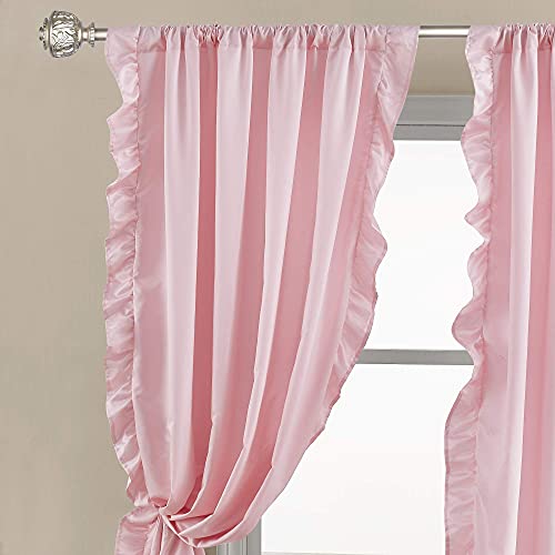 Stangh Kids Curtains With Ruffle - French Romantic Style Ruffled Blush Curtains Soft Smooth Faux Silk Window Curtain Drapes For Daughters Bedroom/Nursery Decor, Blush Pink, W52 X L95, 2 Panels #TOP2