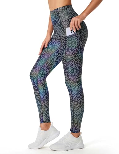 Image of THE GYM PEOPLE Thick High Waist Yoga Pants with Pockets, Tummy Control Workout Running Yoga Leggings for Women