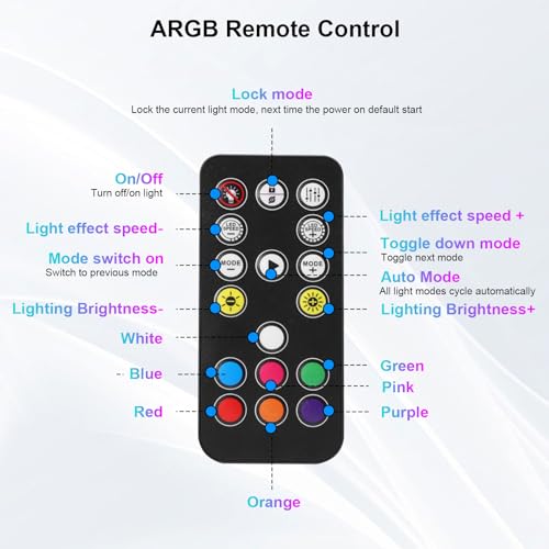 ARGB Controller con mando a distancia,AYWHP 5 V 3 Pines Mini RGB Kit de Controlador de Ventiladores de PC,Tira LED de PC, Ventiladores ARGB de Computadora - imagen 4