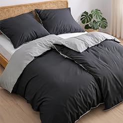 Dreamzie Bettwäsche 135×200 Baumwolle 4-teilig – Bettwäsche-Sets mit 2 Kissenbezügen 80×80 – Wendebettwäsche mit Reißverschluss – Oeko-Tex Zertifiziert – Farbe: Dunkelgrau