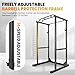 Fitness Power Cage with Protection Arm, 1200 Lbs Capacitys Adjustable Squat Rack, 44.3 x 45.6 x 81.5 Inch, 14.0 sq.ft Footprint All in One Power Cage for Home Gym (Black)