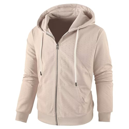 EQUICK Men's Casual Zip Up Hoodie with Pockets Long Sleeve Full-Zip Hooded Sweatshirt