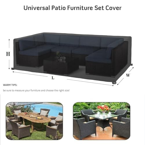 Housse pour meubles de jardin résistante aux UV et aux intempéries noire - 3