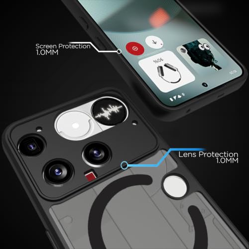 Image of RIGGEAR Shockproof Sleek Hybrid Armor Magnetic Back Cover Case Compatible with MagSafe Accessories for Nothing Phone 3 (Smoke Black Matte PC + Black TPU-Bumper)