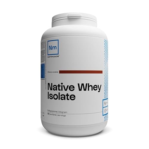 Isolat De Whey Native - 1kg Choco Cookie - Lait Français - Jusqu'à 85% de protéines par dose - Whey Protein - Musculation - Prise de Masse Musculaire | Nutrimuscle