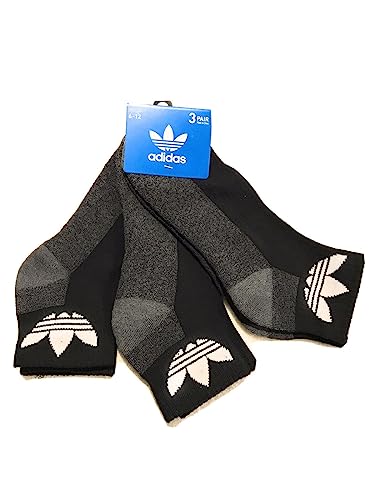 adidas mens Quarter Cushioned 3 pair Socks, Black/Charcal Asst, 6-12