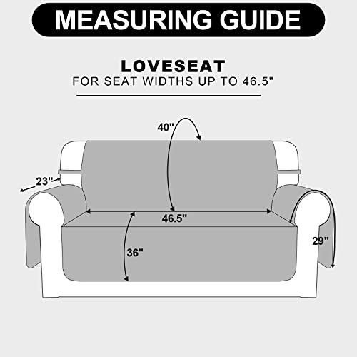 Deeky Sofa Cover, Washable Couch Covers For Dogs, Pet Couch Cover Protector, Reversible Quilted And Water Resistant Furniture Covers With Foam Sticks And Elastic Straps, Loveseat, Gray/Light Gray #TOP4