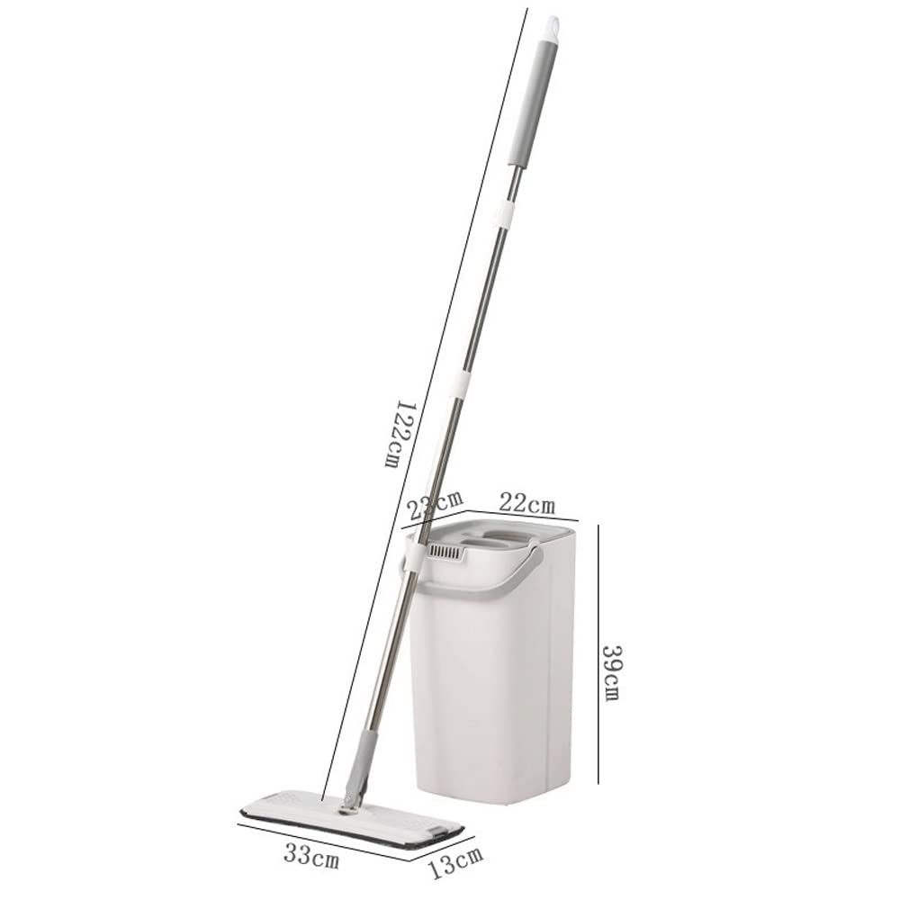 Mocio Labour-Saving Raschiare Pigro Mop con Lavaggio Benna Mano Libera e Raschiare Orizzontale Mop Mop Set Wringing Mop Pavimenti (Color : White, Size : 1 Bucket+1 Pole+6 mops)