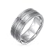 Produktbild Bling Jewelry Breite Silber Ton Doppelt Genutet Gebürstet Matt Ehering Ringe Tungsten Ringe Für Herren Comfort Fit 8MM
