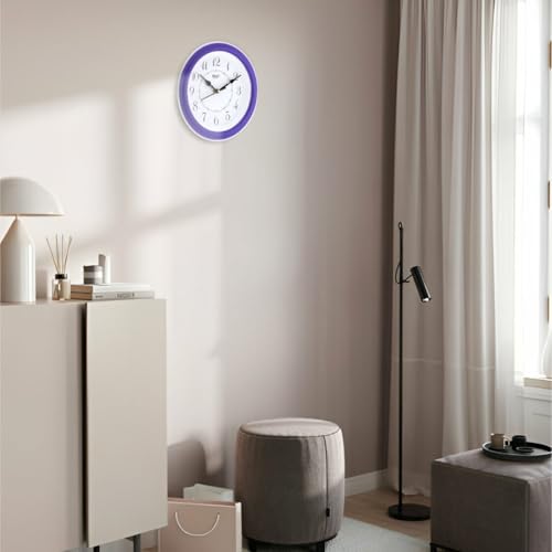 Image of Matiz Analog 30 cm X 30 cm Wall Clock | Brown | with Glass | Standard| 107 Purple