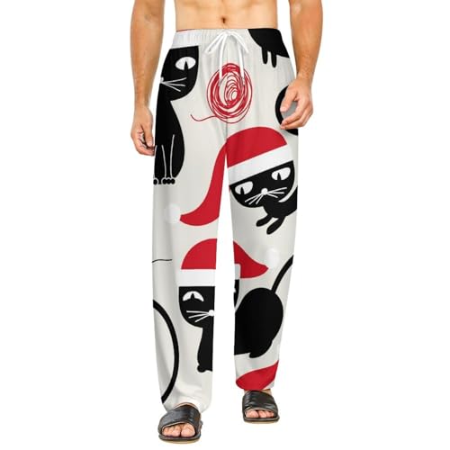 Bas de pyjama femme long Chaton Noir fini les pantalons sans poches