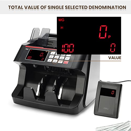 Deli Money Counter Machine With Value Count, Top Loading Bill Counter With Uv/Mg/Ir Counterfeit Detection, 2 Lcd Display, 1000 Bills/Min #TOP2