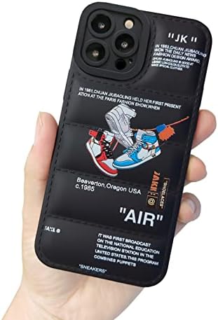 Ins Off Puffer Sneaker Phone Case for iPhone 13 Pro Max 6.7", Soft Silicone Shockproof Protection, Black