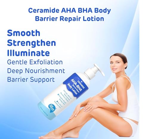 Image of Get- Nectar Happiness Ceramide AHA 6% + BHA 1% Barrier Repair Body Lotion | Exfoliating & Hydrating Moisturizer| 2% Niacinamide, 4% Glycolic Acid, 2% Lactic Acid, 1% Salicylic Acid, Rice Water | 200ml