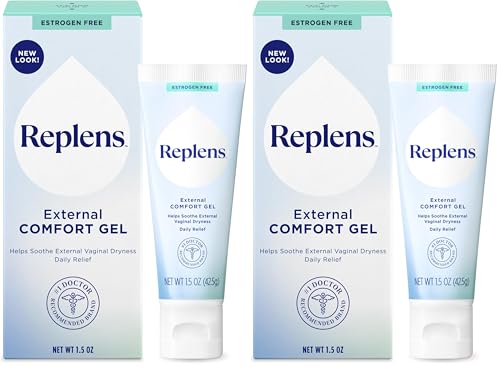 Image of Replens External Comfort Gel for Vaginal Dryness, Fragrance Free Daily Comfort Gel, Hormone-Free, 1.5 oz (Pack of 2)