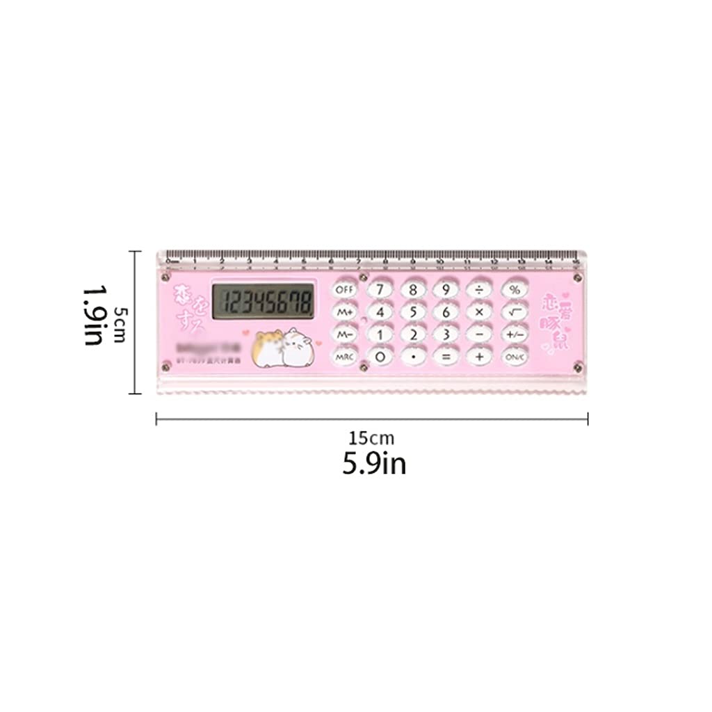 Calcolatrice da tavolo, calcolatrice da ufficio, calcolatrici Calcolatrice mini righello Righello carino da 5,9 pollici e metrico da 15 cm con funzioni di base Calcolatrice multifunzione da scrivania