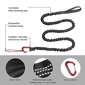 Bicycle Tow Rope, 3 Meters Elastic Bicycle Tow Strap, Elastic Recovery Tow Strap, with Triangle Bag, Suitable for Children's Bicycles, Mountain, E-Bikes, Load Capacity 500 lbs/225 kg