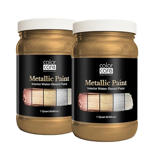 COLOR CARE Metallic Paint – Satin Pale Gold, 1 Quart (Pack of 2) | Wat