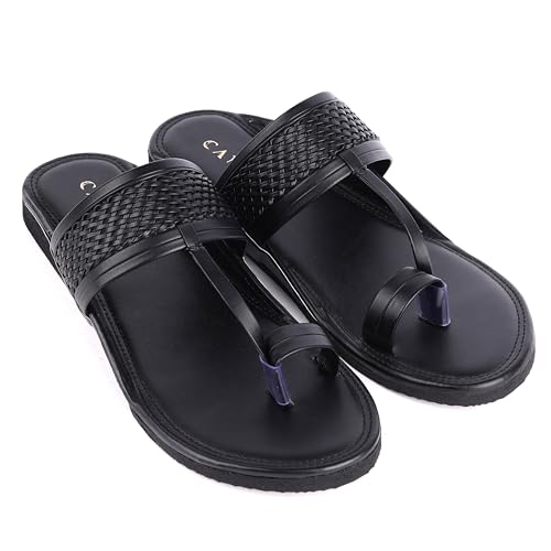Image of CANVI Stylish Fancy & Comfortable Men's Kolhapuri Chappal Sandal Slipper for Men Stylish Faux Leather Men's Kolhapuri Slippers Thong Sandals for Men Stylish & Comfortable