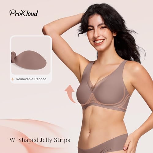 Image of ProKloud WirelessTriangle Bralettes for Women Plunge Unlined Unpadded Bras | No Underwire Comfortable Everyday Tshirt Bra,Hook and Eye Closure