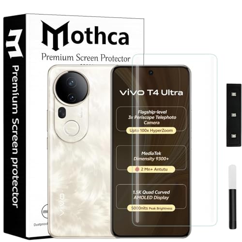 Image of Mothca Premium Curved UV Tempered Glass Screen Protector for Vivo T4 Ultra 5G | HD Clear | Full Screen Coverage (Pack of 1)