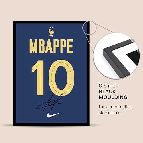 Image of Posternet Kylian Mbappe Wall Poster Frames | 8x12 inch | World Cup special signed Jerseys Series | Hanging Wall Artwork Frames for Living Room, Bedroom, Office and Etc