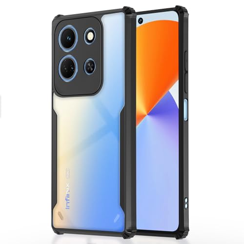 Image of Pikkme Infinix Note 30 5G Back Cover | Crystal Clear Transparent Back | Ultra Hyrbid | Full Camera Protection | Raised Edge | Bumper Back Case (Black)