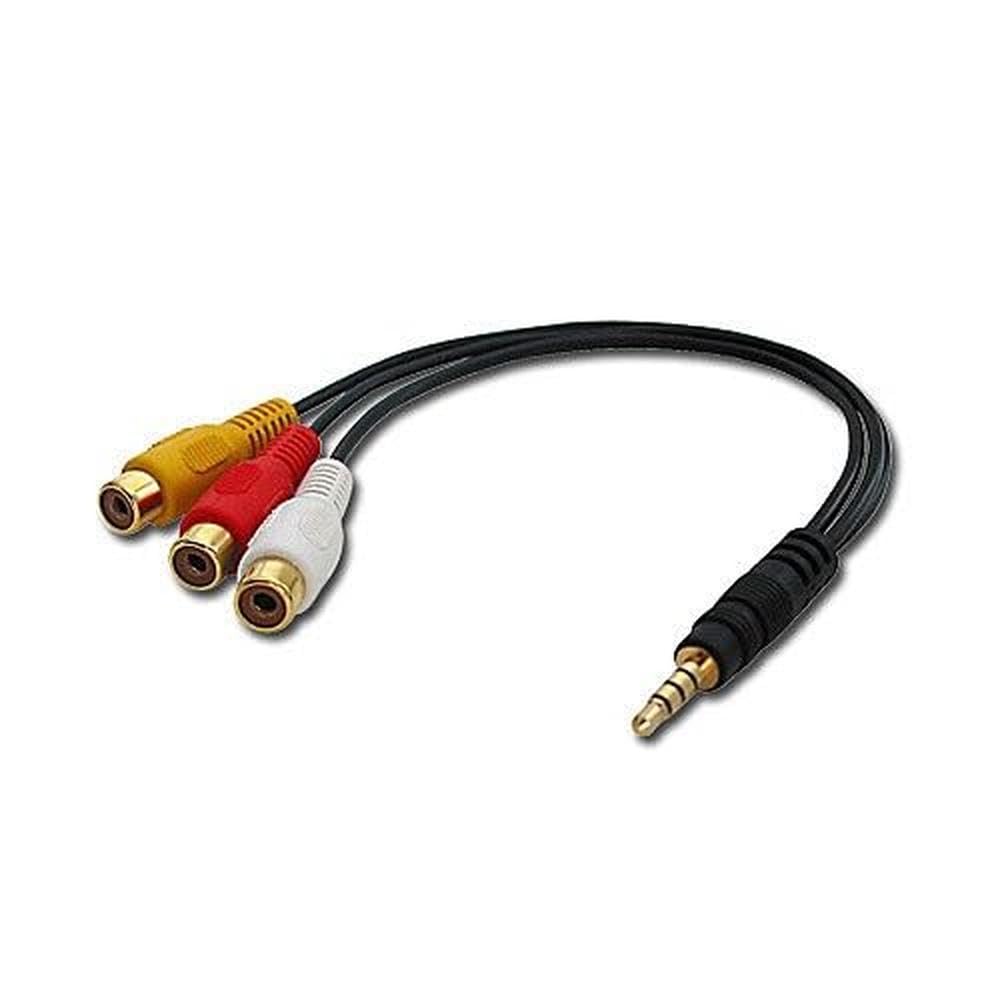 LINDY 35539 Audio-Video Adaptor (Video + Audio Stereo) with 4-Segment 3.5 mm Male to 3X RCA Female
