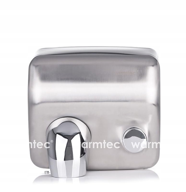 WARMTEC Secador de Manos Eléctrico 2500W Industrial Acero Inoxidable Antivandálico para Baños Públicos