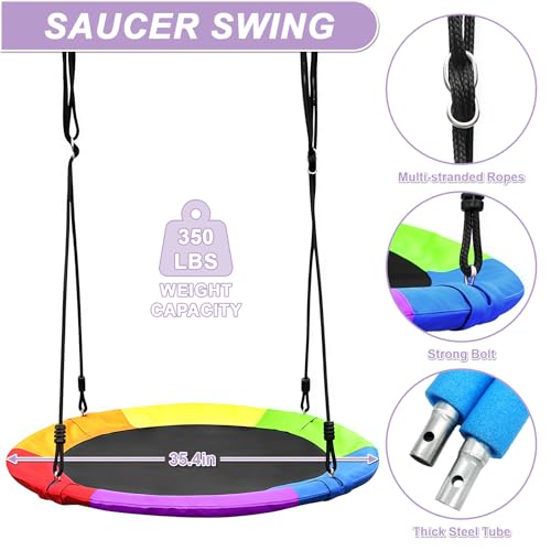35" Saucer Swing Set with Stand, for Kids and Adults by Decmuerx - Used condition - Image 4