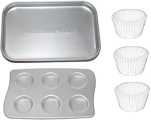Baking Pan, Cupcake Pan and Cupcake Liners Refill for Easy Bake Ultimate Oven, Stainless Steel, 6' x 4' x 0.5