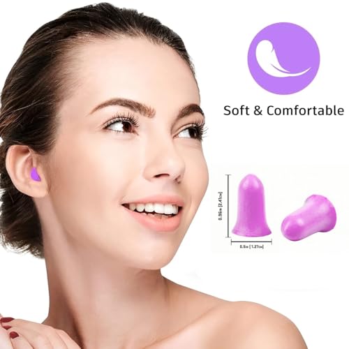 Piankowe zatyczki do uszu, super miękkie zatyczki do uszu do spania, ergonomiczna konstrukcja, 36 dB SNR, hipoalergiczne zatyczki do uszu do blokowania chrapania, latania, nauki, pracy (fioletowe, 30
